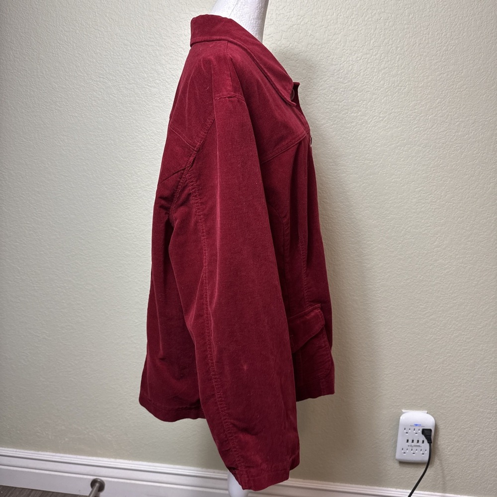 INC International Concepts Red Corduroy Jacket Plus Size 3X Button Shacket Y2K - Picture 2 of 6